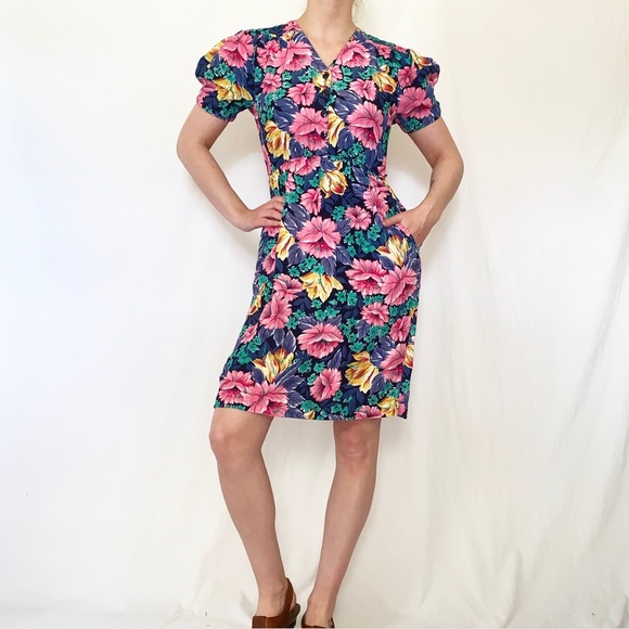 vintage 80s floral dress